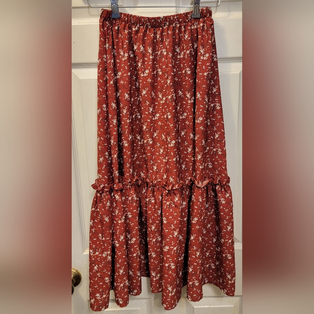 Red Floral Cottagecore Skirt